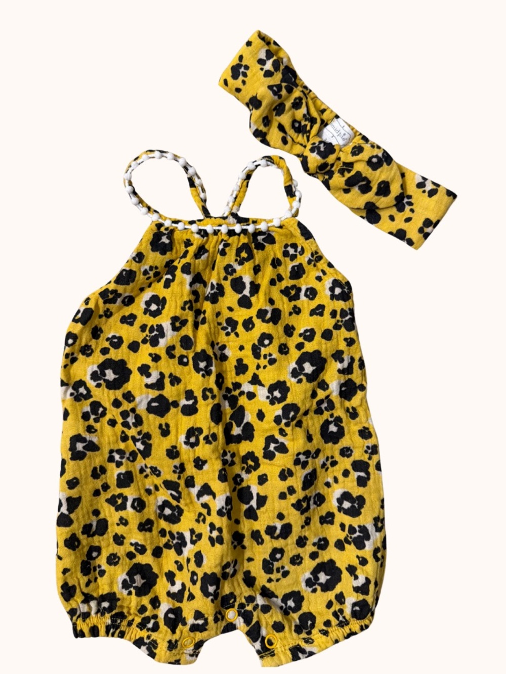 Mud Pie Yellow and Black Leopard Print Baby Headband